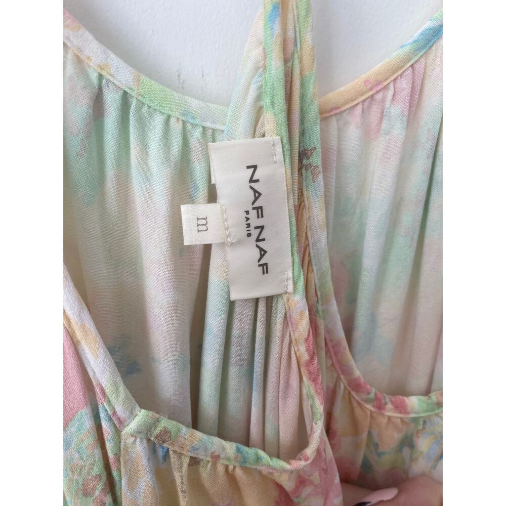 NAF NAF FLORAL RACERBACK RUFFLE MAXI DRESS SIZE MEDIUM - Picture 7 of 8